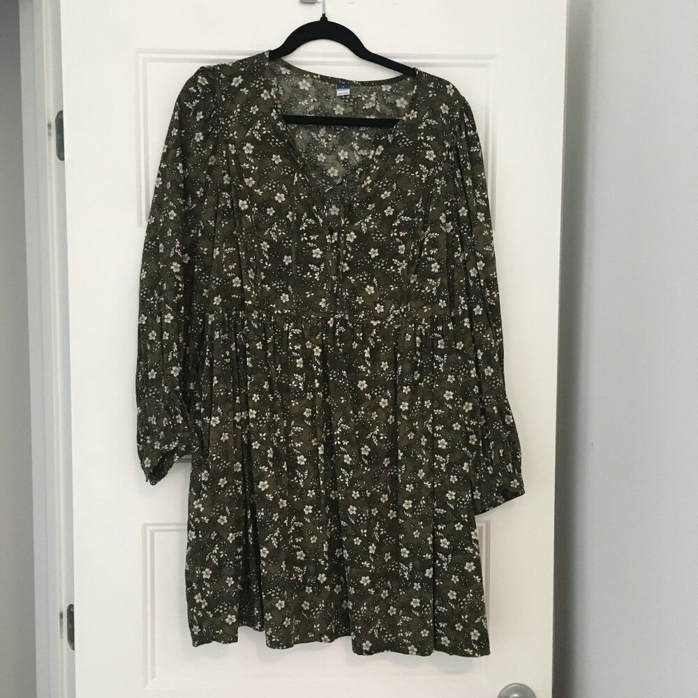 Long-Sleeve Mini Swing Dress